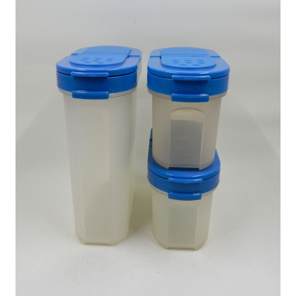 Tupperware Modular Mates Spice Containers Lt. Blue Lids Lot of 3 - Picture 8 of 8